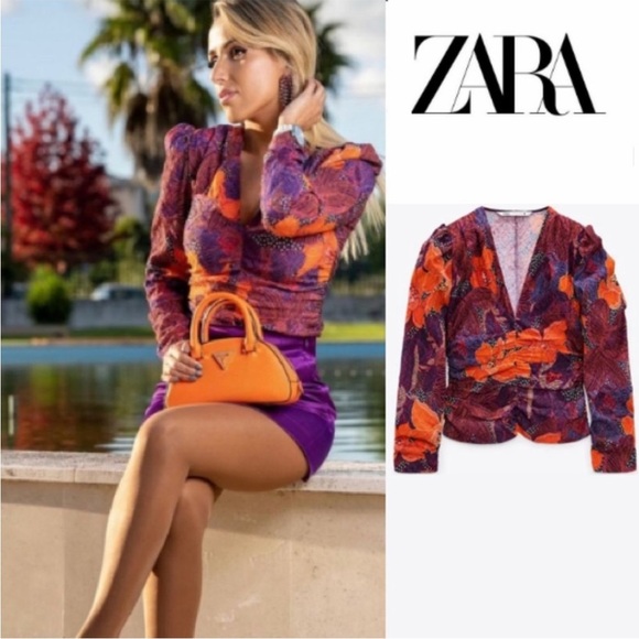 NWT Zara draped print top - Picture 4 of 9